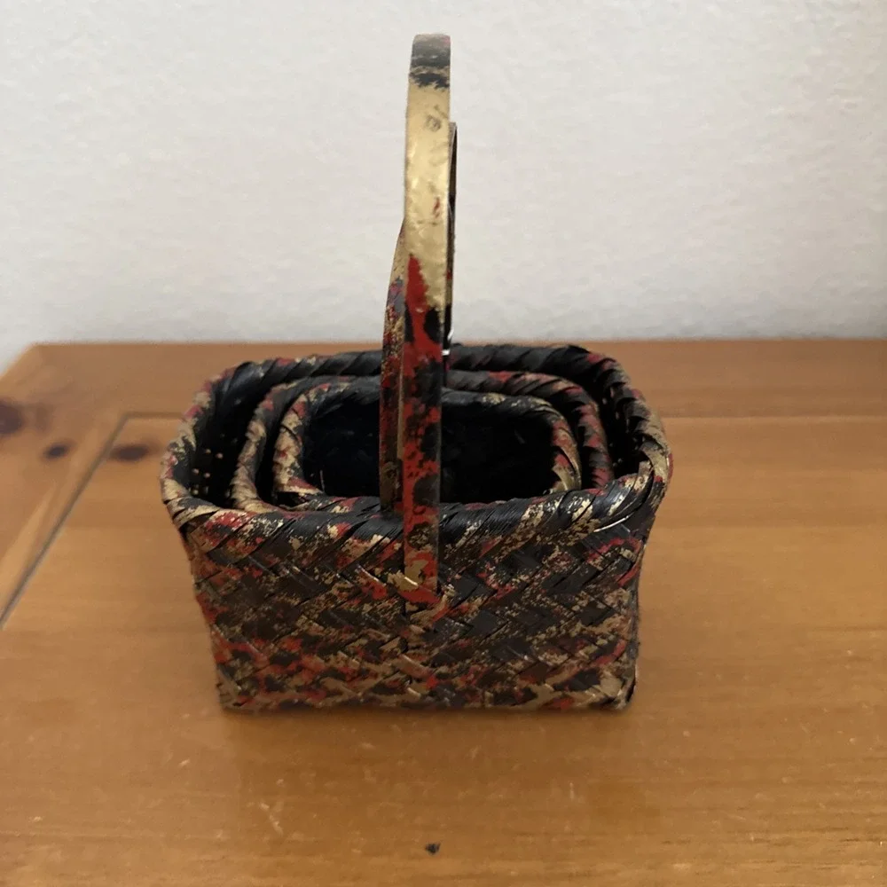Set 3 Pier 1 Imports Mini Stackable Baskets With Handles